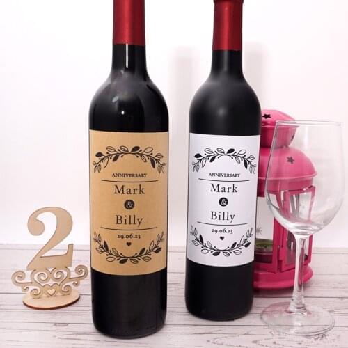 20pcs/lot Custom Couple Name Personalized Wine Labels Stickers Valentines Day ,Celebrate Anniversary DIY Party Decor