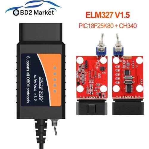 ELM327 V1.5 USB OBD2 diagnostic tool HS CAN / MS CAN Switch PIC18F25K80 CH340 car diagnostics obd2 elm 327 scanner brush hidden