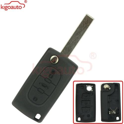 Kigoauto CE0536 remote key case replacement 3 button HU83 for Citroen C2 C3 C4 C5 flip key shell for Peugeot 207 307 407 408