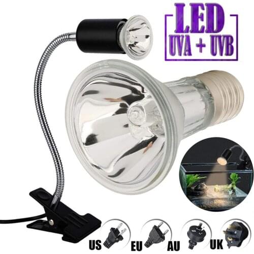 50W Reptile Heat Lamp with Clips Pet Heating Light Lamp UVA UVB Bulb Baking Lamp Adjustable Holder Clamp lamp for Reptile