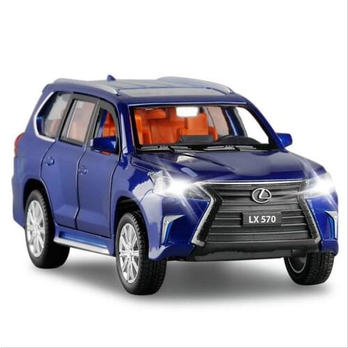 Diecast 1:32 Lexus LX570 Car Model Metal Alloy Toys Children Sound and Light Pull Back Toys Gift Souvenir