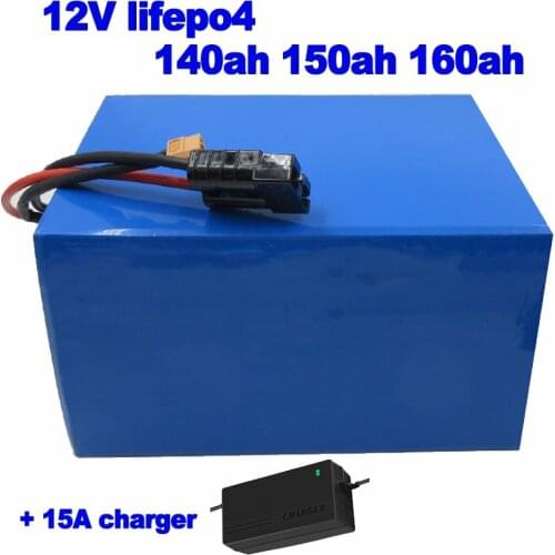 Lifepo4 12V 140ah 150ah 160ah lithium iron phosphate battery pack for AGV golf cart Telecom base solar wind energy + 15A charger