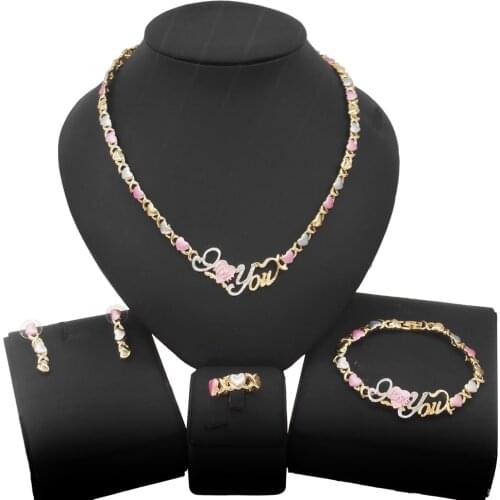 New Exquisite Beautiful Necklace I Love You Costume Jewelry Set Little Girls Child Kids Small Love Design Xoxo Jewelry Sets