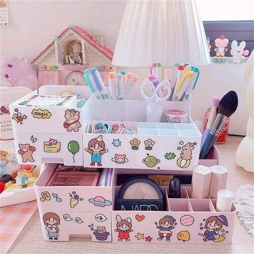 Makeup Organizer With Mirror Large Capacity Cosmetic Storage Box Organizer Desktop Jewelry Nail Polish Makeup Drawer Container