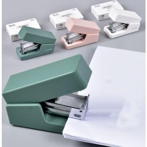 Mini Portable Manual Book Sewer with 640PCS Normal Staplers Set Students Stationery Office Bsiness Supplies Pink White Blue