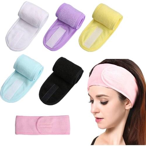 Eyelashes Extension Spa Facial Headband Wrap Head Terry Cloth Headband Make Up Stretch Towel with Magic Tape Makeup Accessories