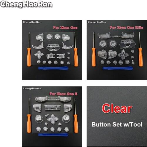 ChengHaoRan Clear Bumper LB RB Trigger Buttons Part Kit D-pad LB RB LT RT Buttons+T8H&T6 Tools For Xbox One S Elite Controller