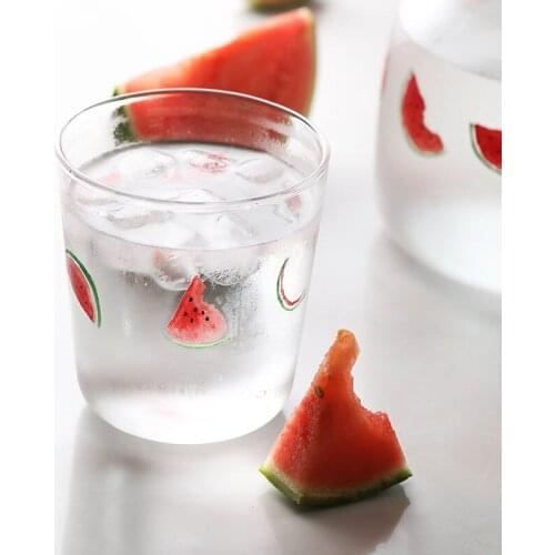 Blue Lotus Creative High Borosilicate Watermelon Glass Heat-resistant Water Cup Office Drinking Cup Household Milk Cup Simple
