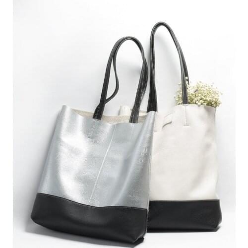 Women Handbag Big High Quality Soft Genuine Leather Shoulder Bag Fashion White Totes Large Capacity Shoulder Bags Handbags Woman