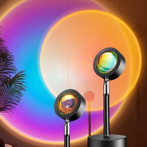 Sunset Lamp LED Lamp Projector Night Light Rainbow Art Wall Decor Projection Lamp USB Sunset Red Atmosphere Room Decoration