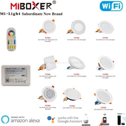 Miboxer 2.4G Smart Downlight AC110V/220V 6W 9W 12W 15W 18W 25W RGBCCT LED Ceiling Lamp Wireless Remote & WiFi APP Voice Control