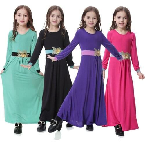 Traditional Muslim Arabia Kids Clothing Fashion Girl Abaya Muslim Girl Dress and Abaya Children Islamic Clothing Dress CN-057