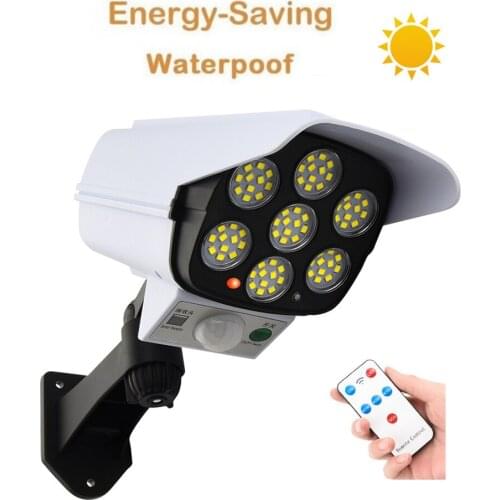 Remote Solar motion sensor Power Charging Simulation Camera Outdoor Waterproof LED Lighting Lamp Dummy Camera induction lamp Bui