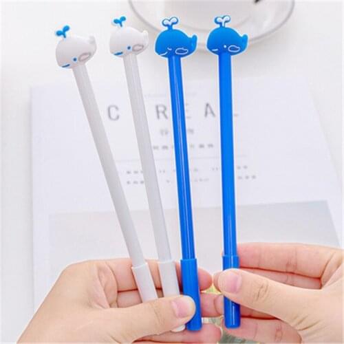 Kawaii Gel Pen Cute blue white Whale Gel Pen Kawaii Stationery 0.38mm Full Needle Black Ink Pen School Office Supplies gift