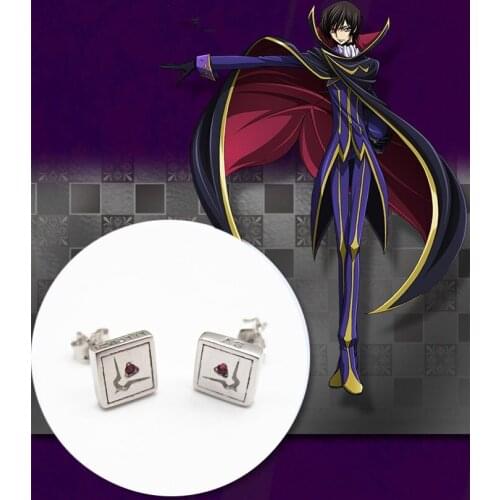 Anime Code Geass 925 Sterling Silver Stud Earrings Lelouch Lamperouge ZERO Ear Studs Jewelry Men Birthday Gifts Cosplay Props