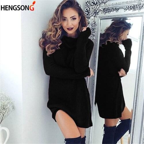 2019 Autumn Long Sweater Women Pullovers Winter Bottoming Sweaters Casual Bodycon Long Knittwear Female Knitted Sweater Dress