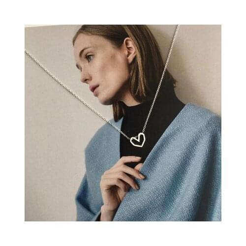 DreamySky Real Pure Silver Color Heart Necklaces For Women Jewelry Christmas Gift Collar Colar Drop Shipping