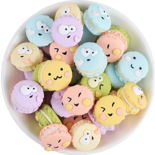 10Pcs 20mm Simulation Food Resin Expression Macaron Cabochons Kawaii Scrapbook DIY Jewelry Mobile Phone Beauty Hair Accessories