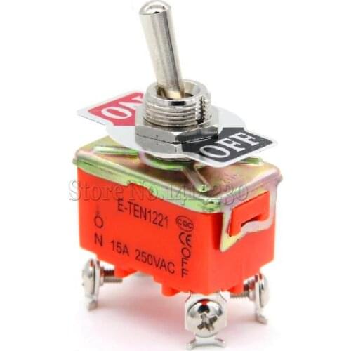 10Pcs E-TEN1221 4 Pin SPST 4 Terminal ON-OFF 15A 250V Toggle Switch TEN1221