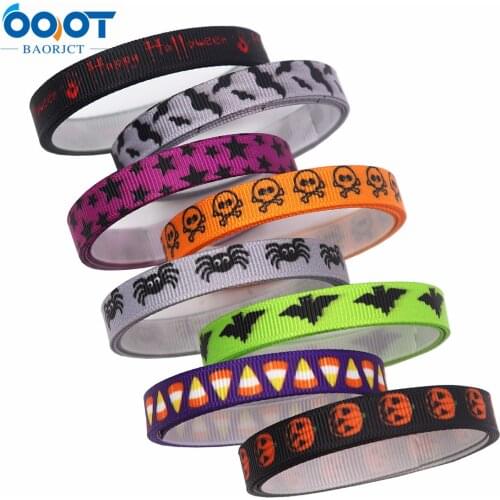 3/8" (10MM) 10Yards M-21711-1039 Halloween Grosgrain Ribbon DIY Craft Accessory Happy Halloween Ribbons(10mm Halloween)