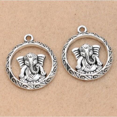 2pcs Antique Silver Plated Elephant Charms Pendants Jewelry Accessories DIY Jewelry Making Bracelet 25mm
