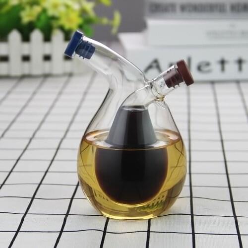 2-in-1 Double Layer Bottle Sauce Oil Vinegar Glass Bottle Condiment Seasoning Sealed Kitchen Storage Bottles Jars