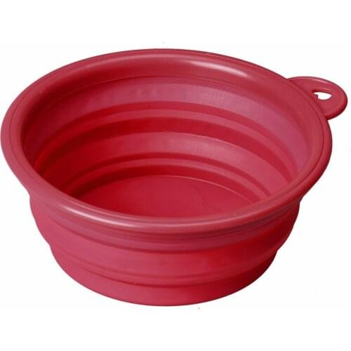 2 in 1 Pet Cat Dog Bowl Plate Feeder Breeder Portable Collapsible Silicone Dish Food Container Travel Water Bowl