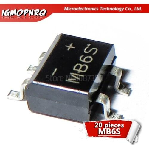 20pcs MB6S SOP-4 0.5A 600V Single Phases Diode Rectifier Bridge new original