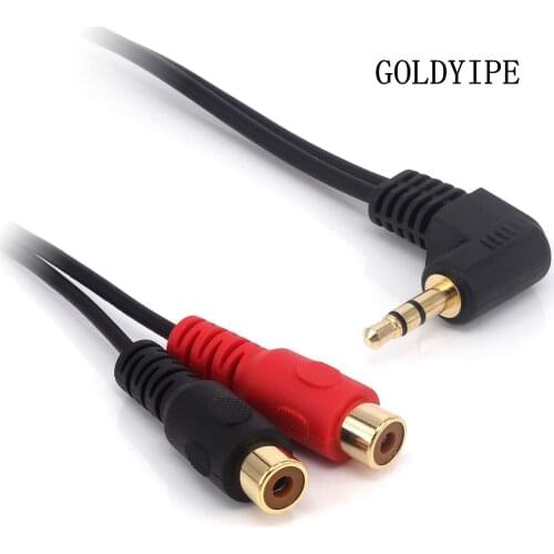 20cm 90 Degree Right-Angled 3.5mm (Mini) 1/8" TRS Stereo Male to Dual Female RCA Jack Adapter Cable
