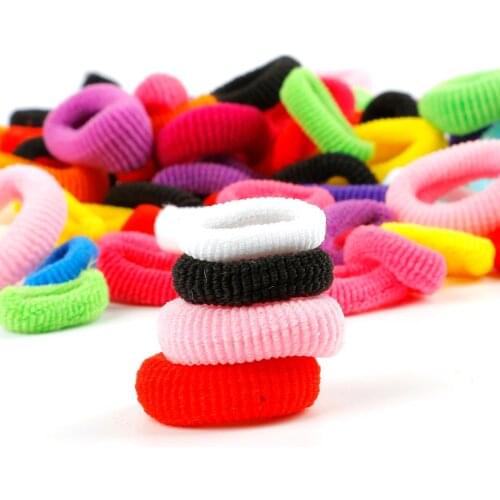 100Pcs/lot 2cm 2.5cm Girls Colorful Nylon Elastic Hair Bands Child Ponytail Holder Rubber Band Headband Kids Hair Accessories
