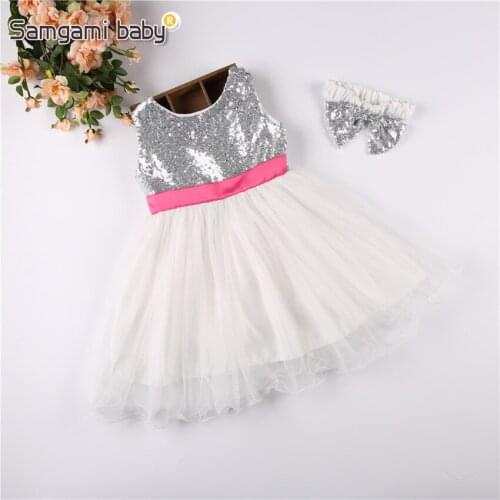 2020 baby gown dress summer girls sequin mesh