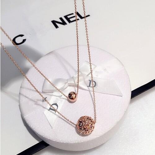 2021New Korea Fashion Temperament Round Pedant Double Chain Necklace for Women Engagement Birthday Gift for Female Wholesale