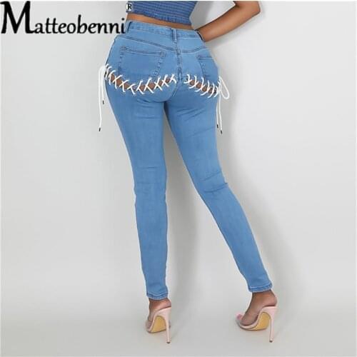 2021 Women Fashion High Waist Jeans Ladies Sexy Blue Elastic Skinny Pencil Pants Female Zipper Wash Street Casual Denim Trousers