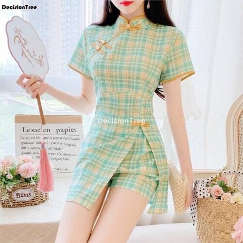 2021 chinese dress cheongsam qipao oriental styled dress chiffon women qipao oriental dress+pants sets elegant party dress