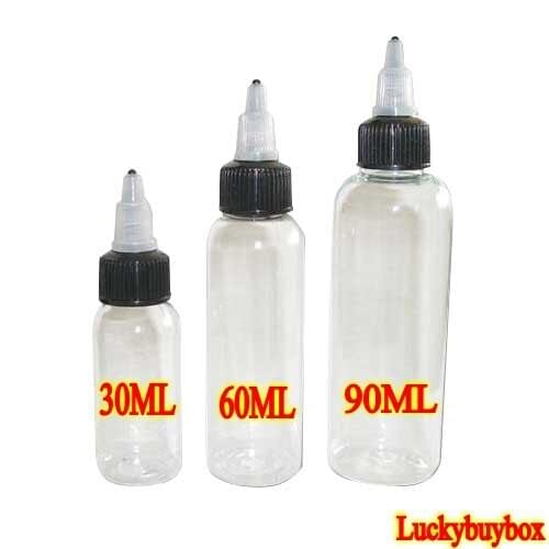 3Pcs 30ml 60ml 90mlClear Twist Cap Empty Plastic Tattoo Ink Pigment Makeup Transparent Bottle For Body Art Tattoo Accessory Supp