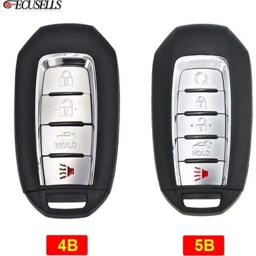 4/5 Button Remote Control Car Key Housing Shell Case with Emergency Uncut Blade For Infiniti G25 G35 G37 Replacement Blank Case