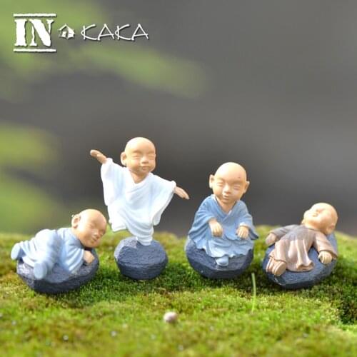 4pcs Chinese Gong Fu Monk action Figures Mini Doll micro fairy garden decoration figurine miniature terrarium DIY accessories