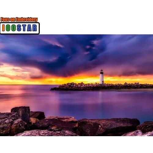 5D DIY Full Square Diamond Painting Cross Stitch "Santa Cruz Lighthouse" 3D Diamond Embroidery Rhinestone Mosaic Home Decor Gift