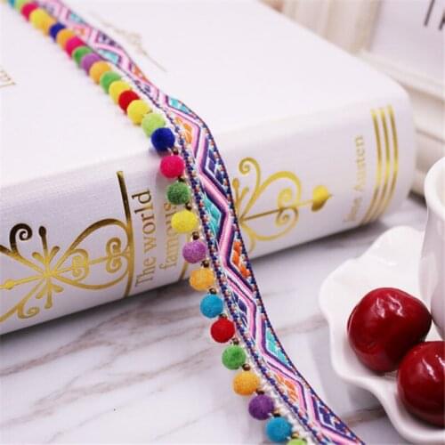 9.5 yards colorful national minority handwork jacquard lace beaded webbing ribbon trim used for decoration coloth shoes bags etc
