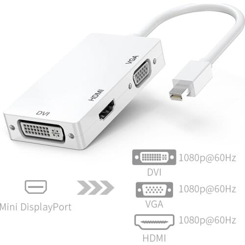 Mini Display Port to VGA HDMI DVI Adapter 3 In 1 Cable Thunderbolt Display Port Converter For MacBook Air Pro Retina Mac iMac