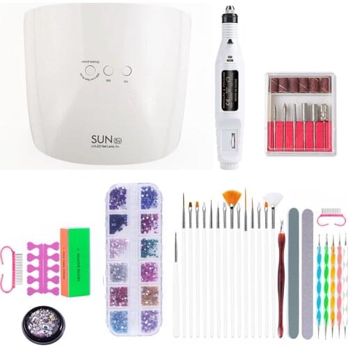 Manicure Set 24w UV Lamp Nail With Manicure Machine White Polish Electric Nail Drill Machine Nail Art Tools Kit