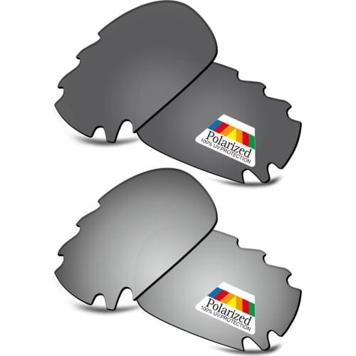 Bwake 2 Pairs Black & Silver Polarized Replacement Lenses for-Oakley Jawbone Vented Sunglasses Frame