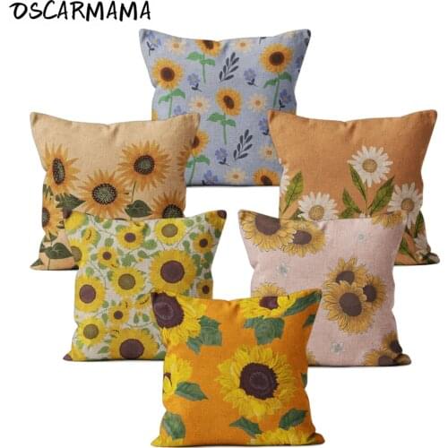 Sunflower Garden Flower Pillow Case 40*40 Cushion 45x45 Pillowcase 50x50 Set Gift Sofa Office Chair Car Seat Cover Spring Home