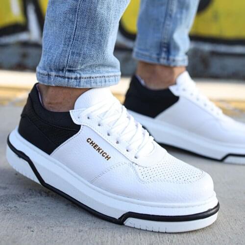 Chekich Mens & Womens Shoes White and Black Non Leather Mixed Color Lace Up Spring Fall Seasons Comfortable Sneakers Trend Casual Orthopedic Lightweight Breathable Wedding Office Sport Sale New Arrival Suits CH075 V4