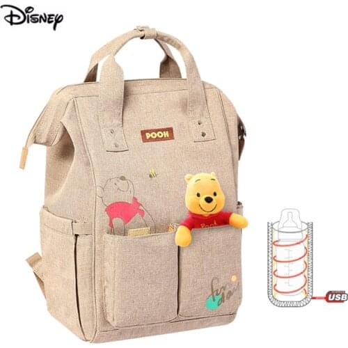 DISNEY Multifunction Large Capacity Nappy Diaper Backpack Minnie Mickey Baby Mother Bag Maternity Backpack Winnie the Pooh Bear
