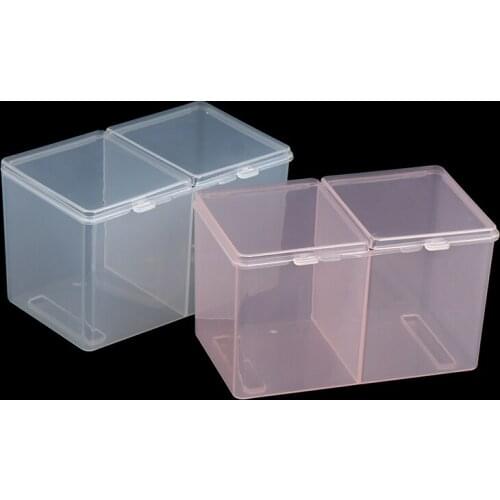 Twin Well Empty Grid Portable Storage Box Wipe Pad Cotton Swab Stick Makeup Tool Container Jewelry Fake Nail Container