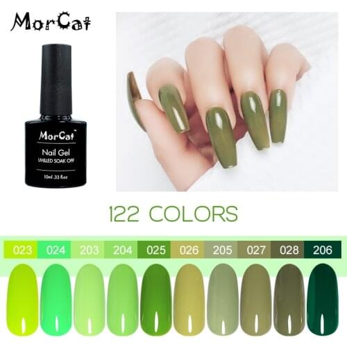 MorCat Gel Nail Polish Green Series Color Polish UV Gel Nail Polish Oliver-Yellow Gel Lacquer Nail Art Design UV Soak Off 10ml