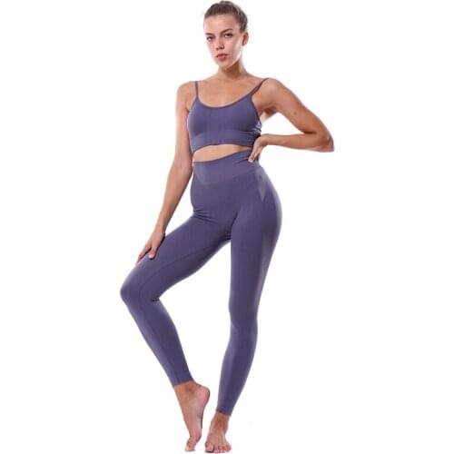 Yoga Sets Women Gym Sports Set Elastic Sports Hight Waist Leggings Sportswear Workout Sets Women Yoga Sets Women Gym Sports Set