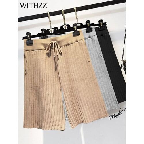 WITHZZ Summer Women Straight Shorts Knit High Waist Female Loose Casual Shorts