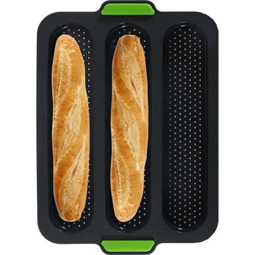Baguette Pan Reusable Nonstick Homemade Baking Mold Pan Handle Silicone Rectangular Cooking Toast Bread Mould French Loaf Pan